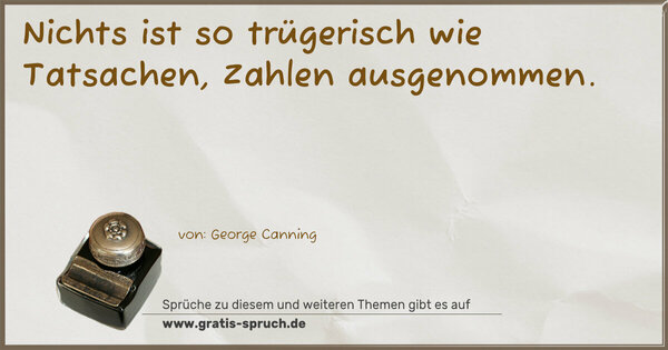 Nichts ist so trügerisch wie Tatsachen, Zahlen ausgenommen.
