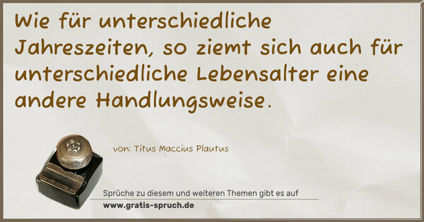 Wie für unterschiedliche Jahreszeiten,
so ziemt sich auch für unterschiedliche Lebensalter
eine andere Handlungsweise.
