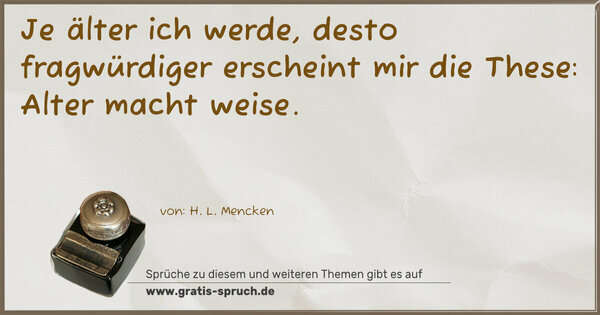 Je älter ich werde, desto fragwürdiger erscheint mir die These: Alter macht weise.