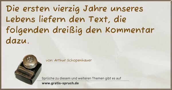 Die ersten vierzig Jahre unseres Lebens liefern den Text,
die folgenden dreißig den Kommentar dazu. 