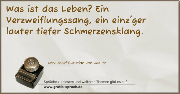 Was ist das Leben? Ein Verzweiflungssang,
ein einz'ger lauter tiefer Schmerzensklang.