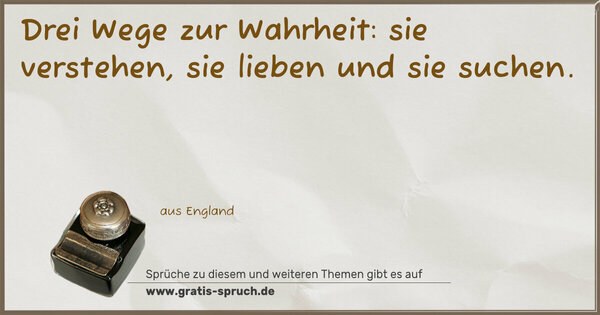 Drei Wege zur Wahrheit:
sie verstehen, sie lieben und sie suchen. 