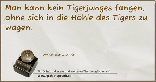 Man kann kein Tigerjunges fangen,
ohne sich in die Höhle des Tigers zu wagen.