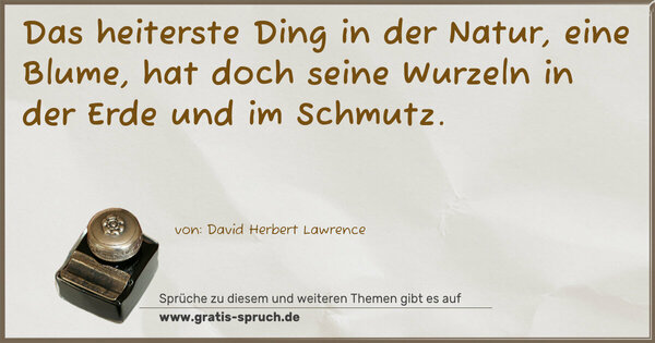 Das heiterste Ding in der Natur,
eine Blume,
hat doch seine Wurzeln in der Erde und im Schmutz.