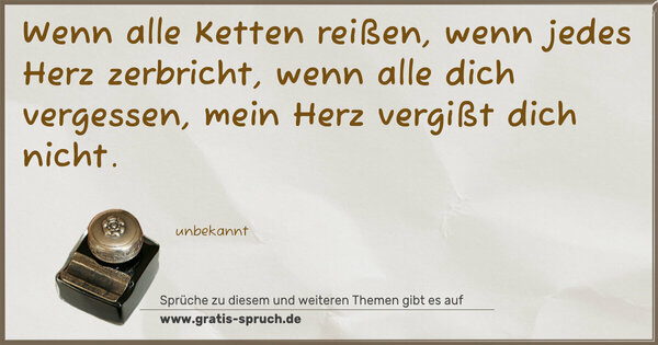 Wenn alle Ketten reißen,
wenn jedes Herz zerbricht,
wenn alle dich vergessen,
mein Herz vergißt dich nicht.