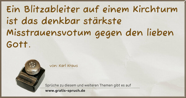 Ein Blitzableiter auf einem Kirchturm ist das denkbar stärkste Misstrauensvotum gegen den lieben Gott.