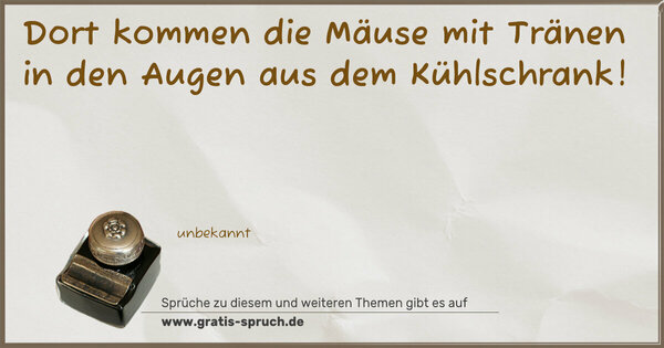 Dort kommen die Mäuse mit Tränen in den Augen aus dem Kühlschrank!
