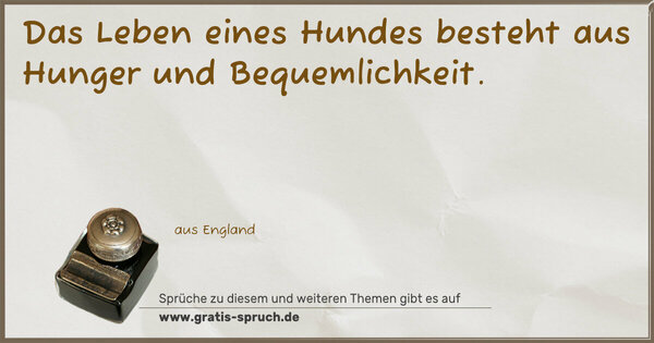 Das Leben eines Hundes
besteht aus Hunger und Bequemlichkeit. 