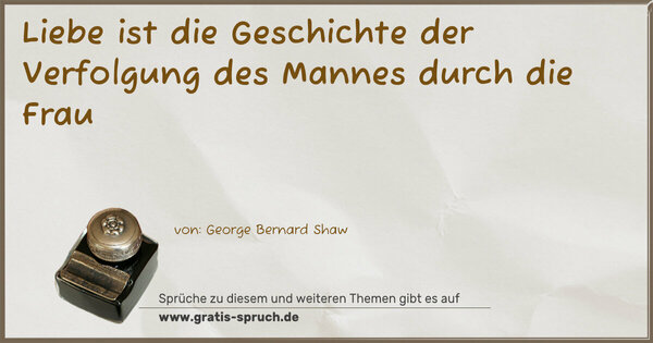 Liebe ist die Geschichte
der Verfolgung des Mannes durch die Frau