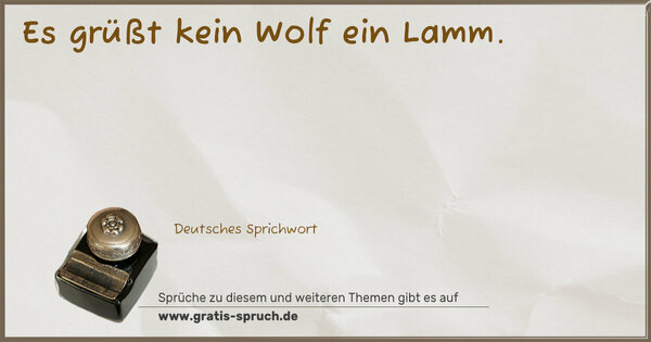 Spruch Visualisierung: Es grüßt kein Wolf ein Lamm.