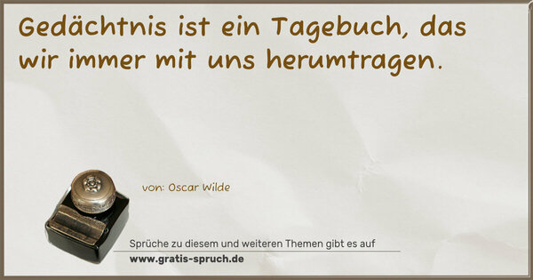 Gedächtnis ist ein Tagebuch,
das wir immer mit uns herumtragen.