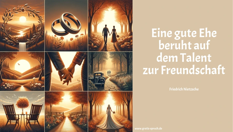 Spruchbild: Eine gute Ehe beruht auf dem Talent zur Freundschaft