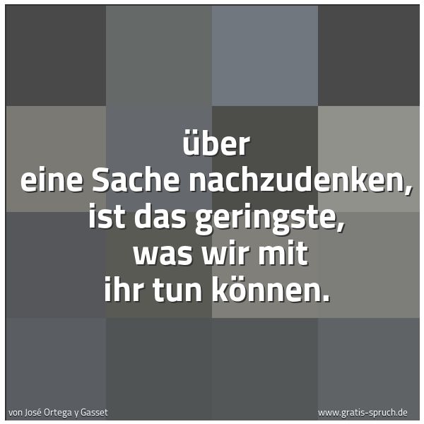 Spruchbild mit dem Text 'Über eine Sache nachzudenken, ist das geringste,
was wir mit ihr tun können.'