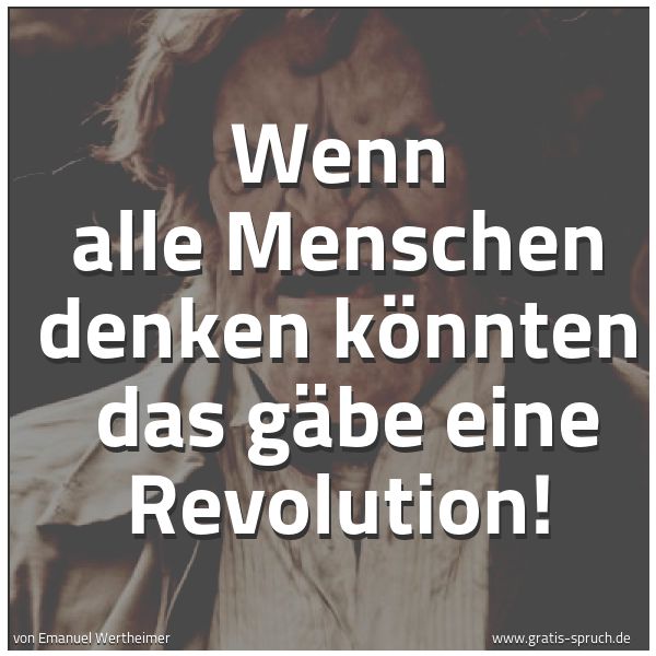 Spruchbild mit dem Text 'Wenn alle Menschen denken könnten
das gäbe eine Revolution!'