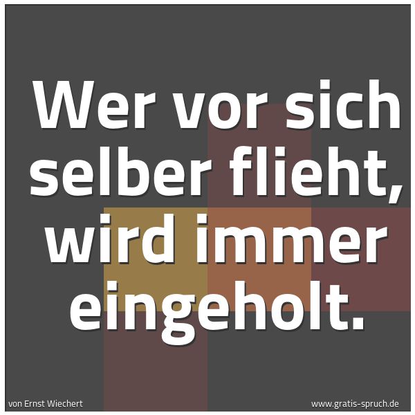 Spruchbild mit dem Text 'Wer vor sich selber flieht, wird immer eingeholt.'