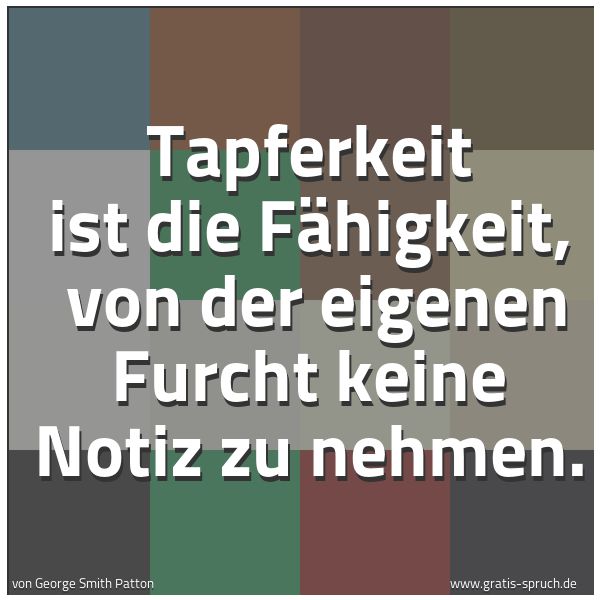 Spruchbild mit dem Text 'Tapferkeit ist die Fähigkeit,
von der eigenen Furcht keine Notiz zu nehmen.'