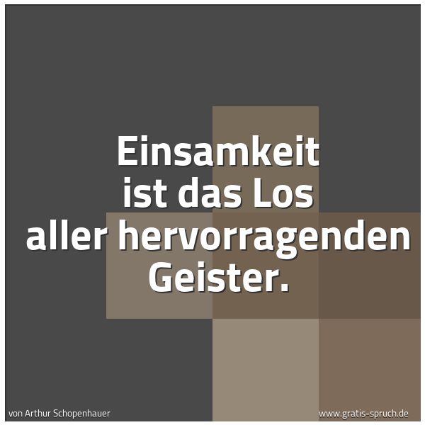 Spruchbild mit dem Text 'Einsamkeit ist das Los aller hervorragenden Geister. '