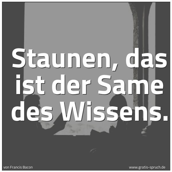 Spruchbild mit dem Text 'Staunen, das ist der Same des Wissens. '