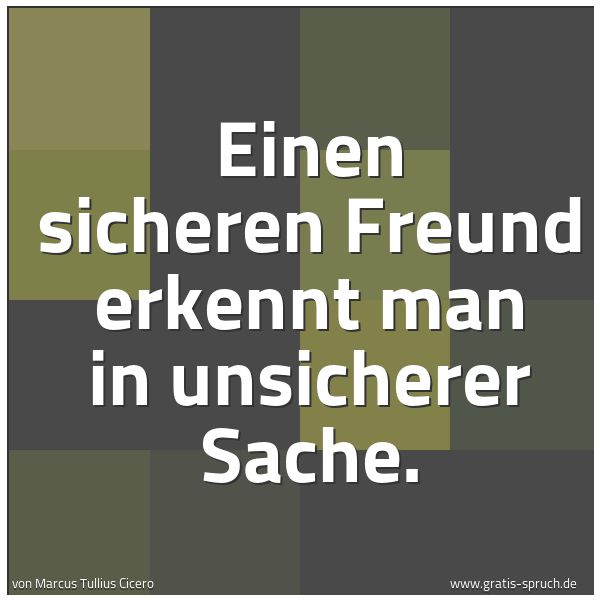 Spruchbild mit dem Text 'Einen sicheren Freund erkennt man in unsicherer Sache.'