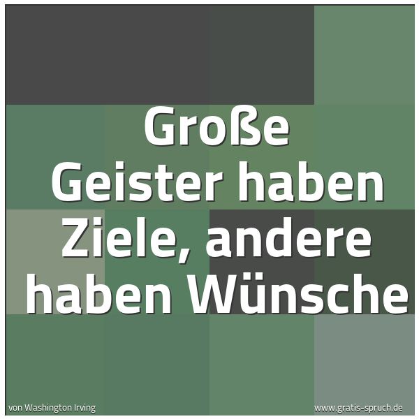 Spruchbild mit dem Text 'Große Geister haben Ziele, andere haben Wünsche'