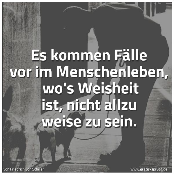 Spruchbild mit dem Text 'Es kommen Fälle vor im Menschenleben,
wo's Weisheit ist, nicht allzu weise zu sein.'