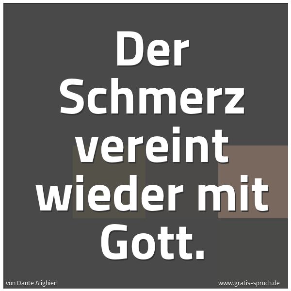 Spruchbild mit dem Text 'Der Schmerz vereint wieder mit Gott.'
