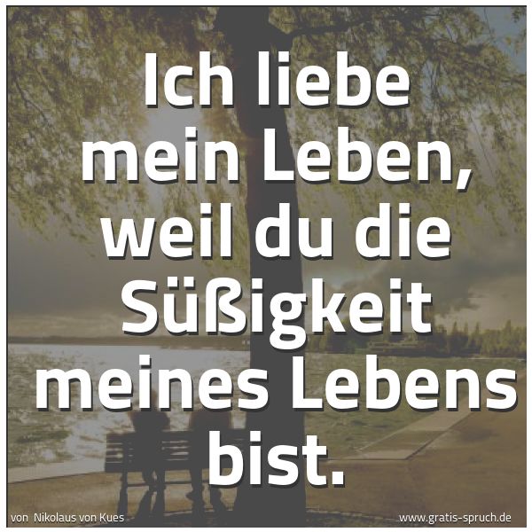 Spruchbild mit dem Text 'Ich liebe mein Leben,
weil du die Süßigkeit meines Lebens bist.
'