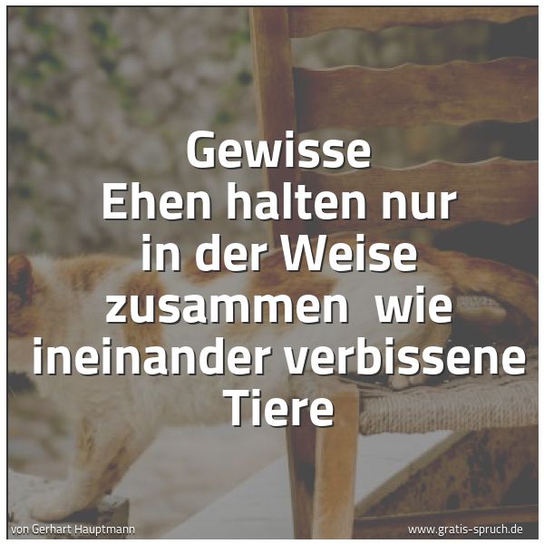 Spruchbild mit dem Text 'Gewisse Ehen halten nur in der Weise zusammen
wie ineinander verbissene Tiere'