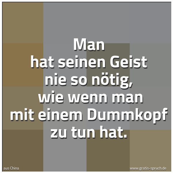 Spruchbild mit dem Text 'Man hat seinen Geist nie so nötig,
wie wenn man mit einem Dummkopf zu tun hat.'