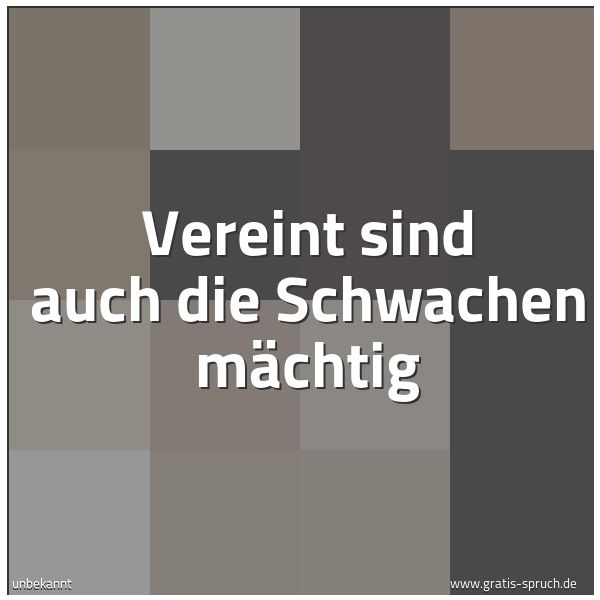 Spruchbild mit dem Text 'Vereint sind auch die Schwachen mächtig'