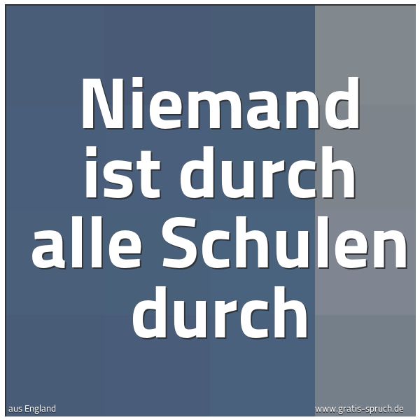 Spruchbild mit dem Text 'Niemand ist durch alle Schulen durch'