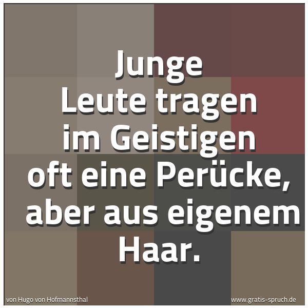 Spruchbild mit dem Text 'Junge Leute tragen im Geistigen oft eine Perücke,
aber aus eigenem Haar.'