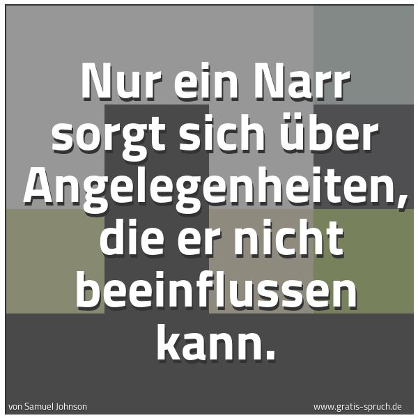 Spruchbild mit dem Text 'Nur ein Narr sorgt sich über Angelegenheiten,
die er nicht beeinflussen kann. '