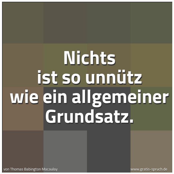 Spruchbild mit dem Text 'Nichts ist so unnütz wie ein allgemeiner Grundsatz.'