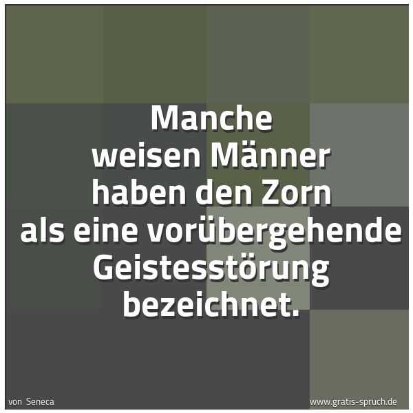 Spruchbild mit dem Text 'Manche weisen Männer haben den Zorn als eine vorübergehende Geistesstörung bezeichnet.'