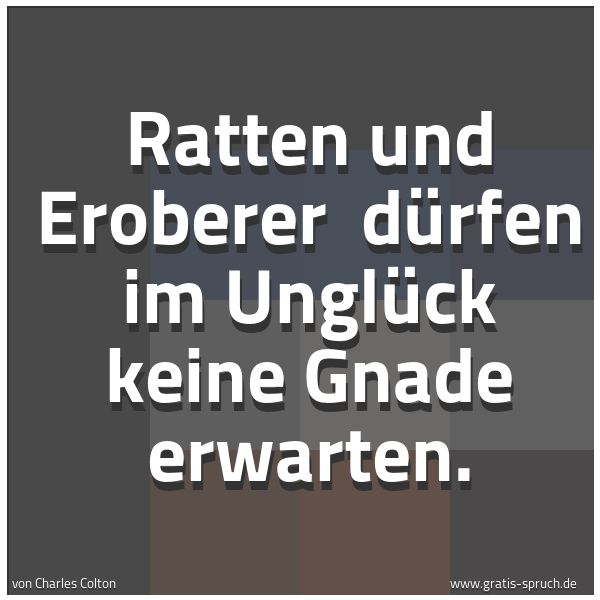 Spruchbild mit dem Text 'Ratten und Eroberer
dürfen im Unglück keine Gnade erwarten.'