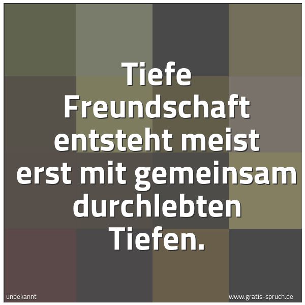 Spruchbild mit dem Text 'Tiefe Freundschaft entsteht meist erst
mit gemeinsam durchlebten Tiefen.'