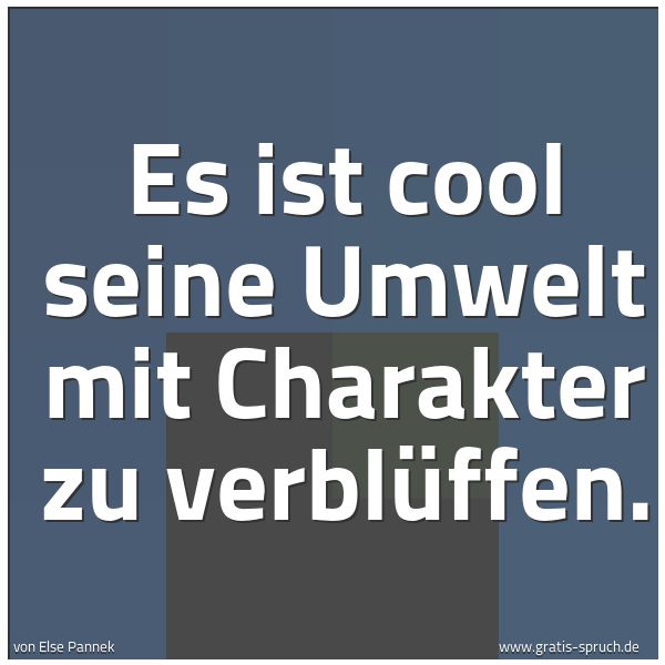 Spruchbild mit dem Text 'Es ist cool
seine Umwelt mit Charakter zu verblüffen.'