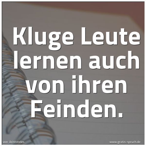 Spruchbild mit dem Text 'Kluge Leute lernen auch von ihren Feinden.'