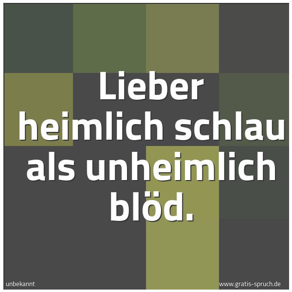 Spruchbild mit dem Text 'Lieber heimlich schlau als unheimlich blöd.'