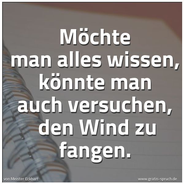 Spruchbild mit dem Text 'Möchte man alles wissen, könnte man auch versuchen,
den Wind zu fangen.'
