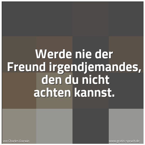 Spruchbild mit dem Text 'Werde nie der Freund irgendjemandes,
den du nicht achten kannst.'