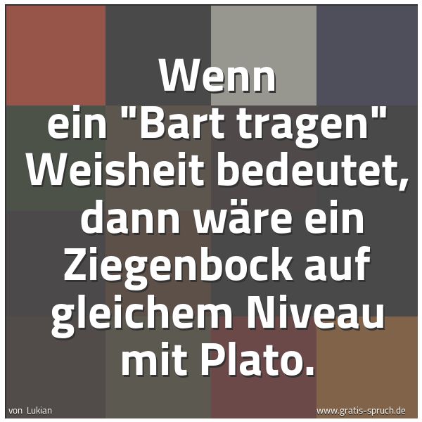 Spruchbild mit dem Text 'Wenn ein 'Bart tragen' Weisheit bedeutet,
dann wäre ein Ziegenbock auf gleichem Niveau mit Plato.'