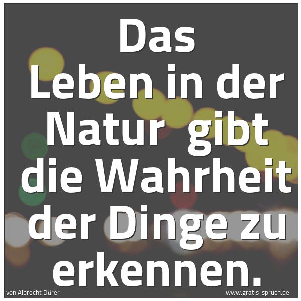 Spruchbild mit dem Text 'Das Leben in der Natur
gibt die Wahrheit der Dinge zu erkennen. '