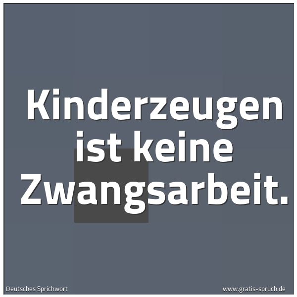 Spruchbild mit dem Text 'Kinderzeugen ist keine Zwangsarbeit.'