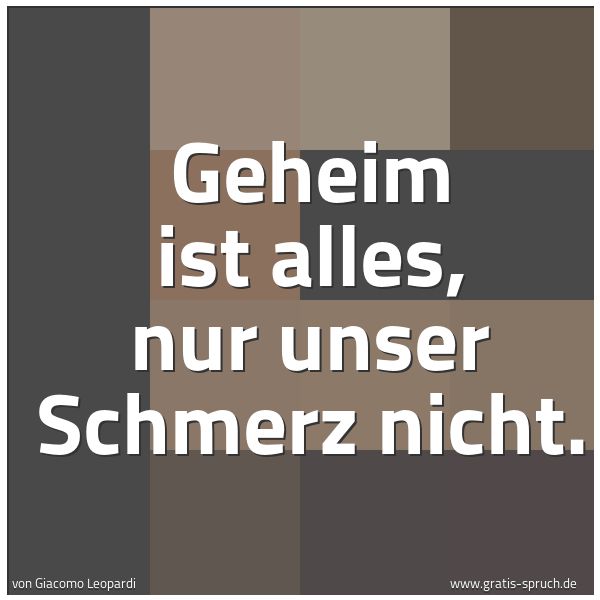 Spruchbild mit dem Text 'Geheim ist alles, nur unser Schmerz nicht.'