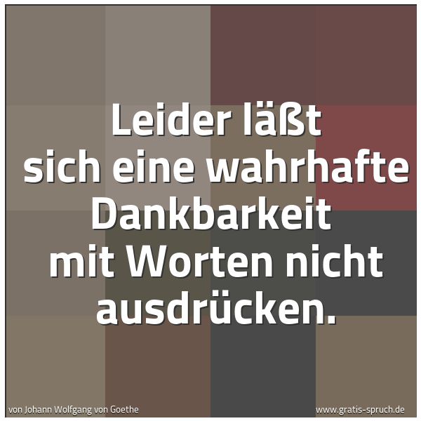Spruchbild mit dem Text 'Leider läßt sich eine wahrhafte Dankbarkeit
mit Worten nicht ausdrücken.'