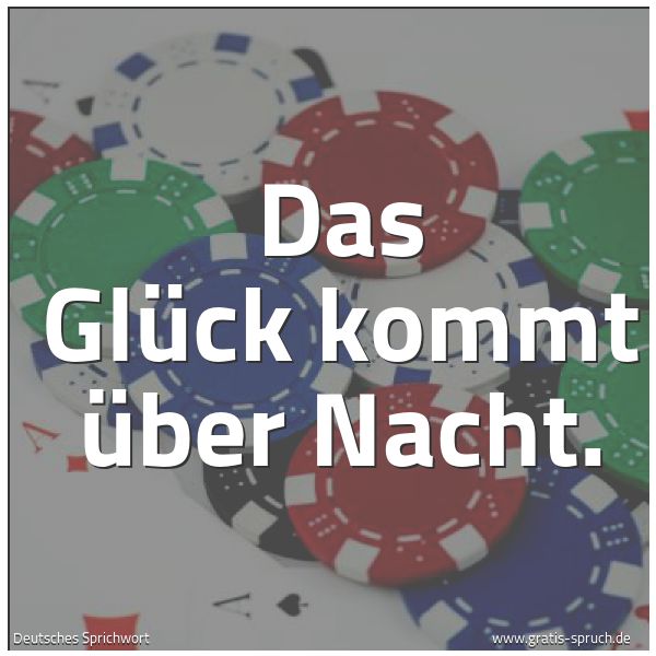 Spruchbild mit dem Text 'Das Glück kommt über Nacht.'