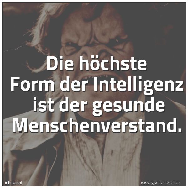 Spruchbild mit dem Text 'Die höchste Form der Intelligenz
ist der gesunde Menschenverstand.'