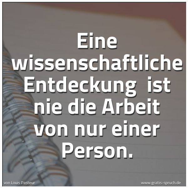 Spruchbild mit dem Text 'Eine wissenschaftliche Entdeckung
ist nie die Arbeit von nur einer Person.'